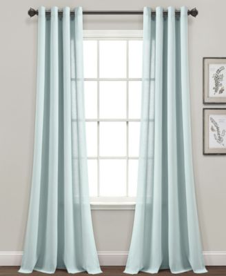 Lush Decor Faux Linen Grommet Window Curtain Panel Pair 52"W x 84"L Blue - Linen Curtains For Bedroom - Blue Curtains For Living Room
