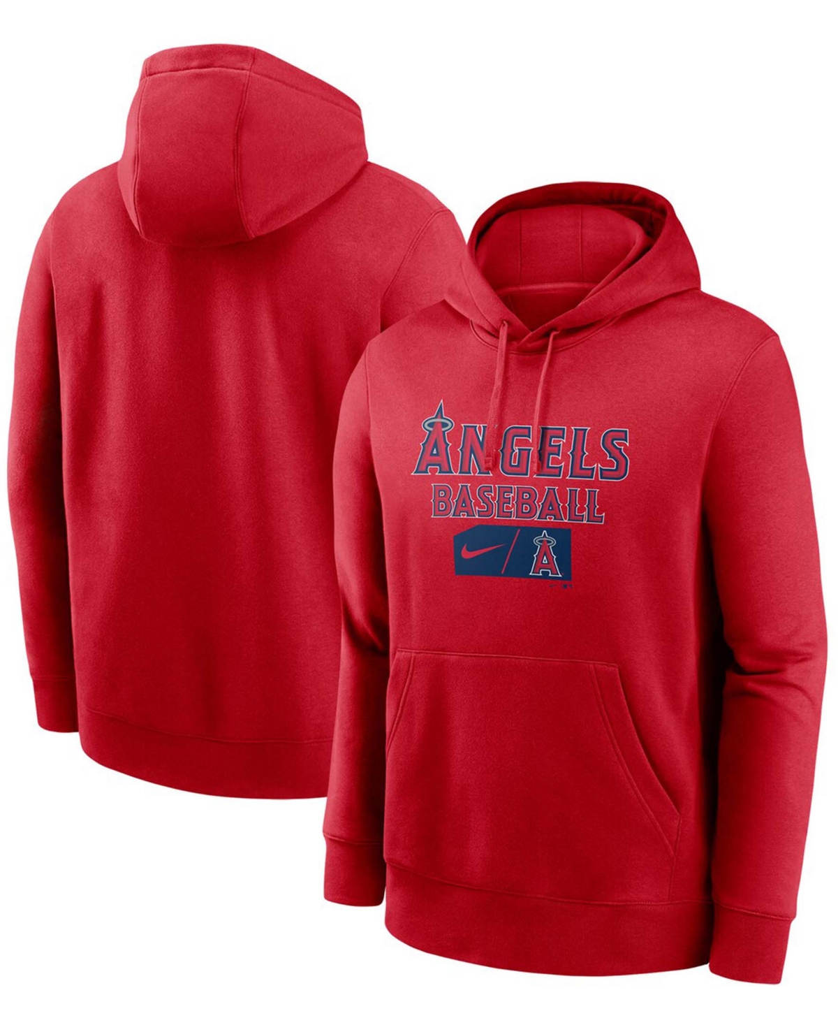 Men's Red Los Angeles Angels Team Lettering Club Pullover Hoodie