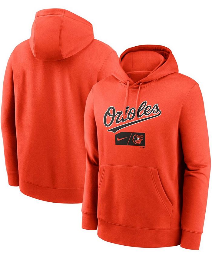 Nike Men's Orange Baltimore Orioles Team Lettering Club Pullover Hoodie ...