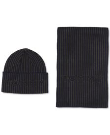 Men's Pinstriped Hat & Scarf Set