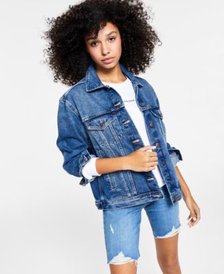 Calvin Klein Jeans Oversized Vintage Denim Jacket - Macy's