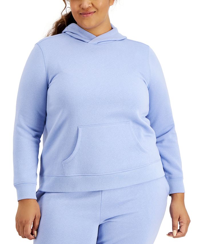 Womens Funnel Neck Kangaroo Pockets Draped Active Hoodies Sweatshirt