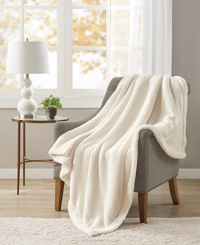 Martha Stewart Collection Classic Textured Reversible Sherpa Throw, 50 x  60, Created For Macy's - Macy's