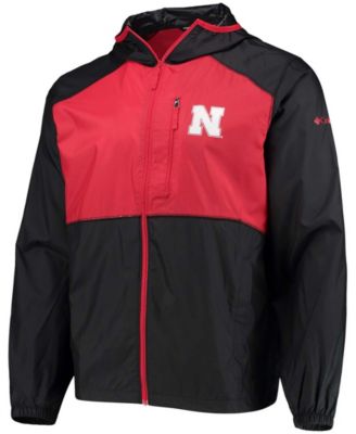 Men's Black, Scarlet Nebraska Huskers Flash Forward Hoodie Full-Zip Windbreaker Jacket