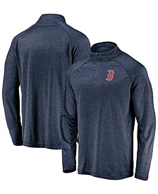 Men's Navy Boston Red Sox Iconic Striated Primary Logo Raglan Quarter-Zip Pullover Jacket