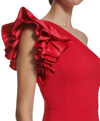 Eliza J Ruffled One-Shoulder Gown - Macy's