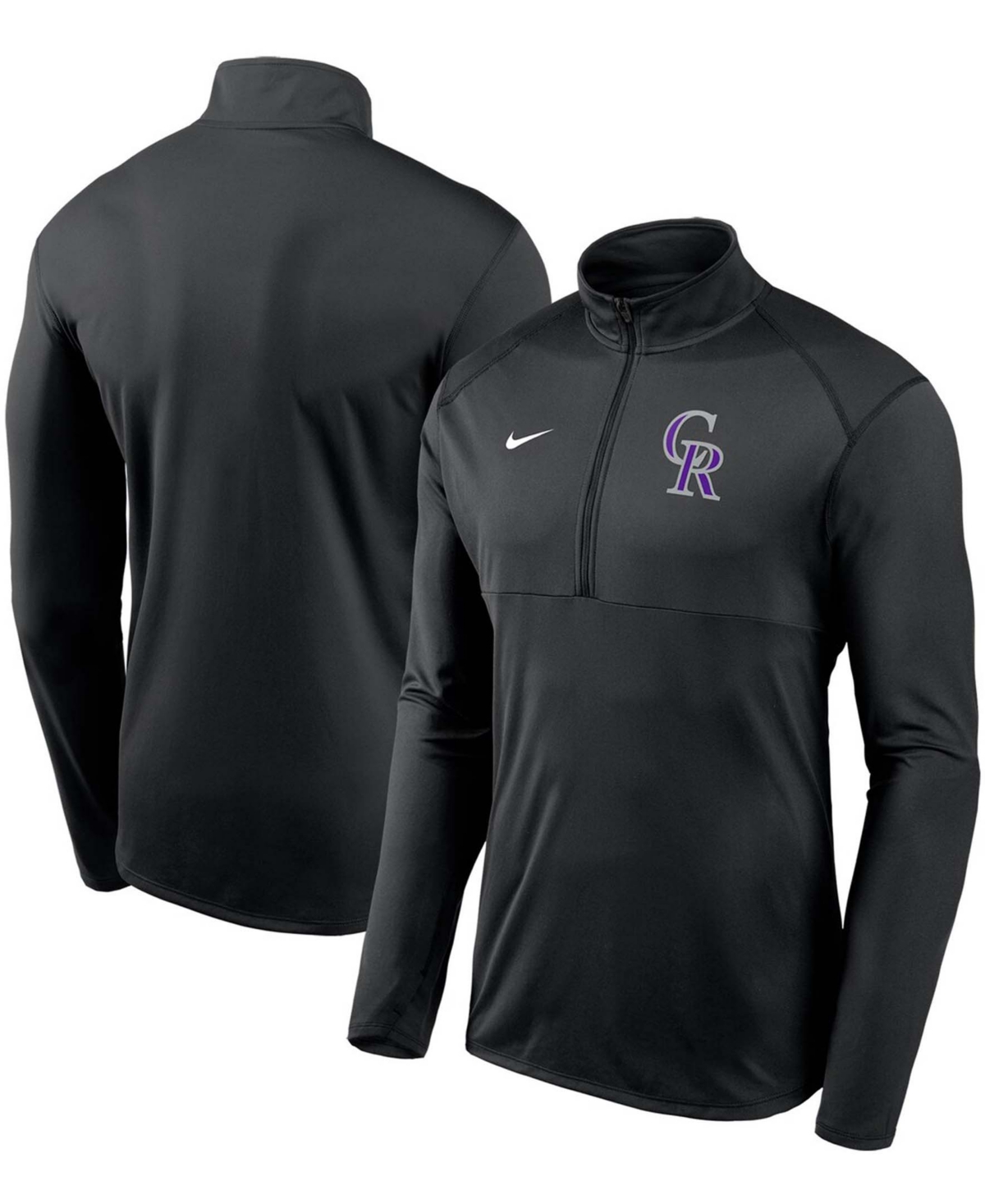 Men's Black Colorado Rockies Team Logo Element Performance Half-Zip Pullover Jacket
