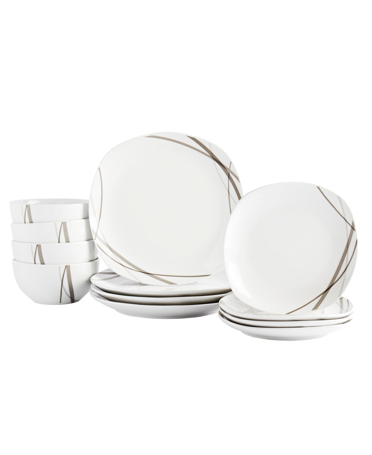 Curves Square 12-Pc Dinnerware Set, Service for 4 - White