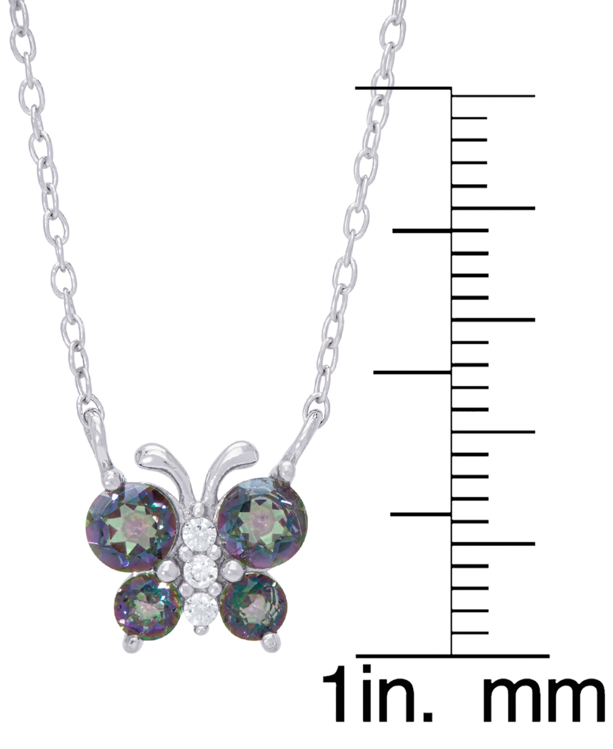 (3/8 ct. t.w.) & Lab-Grown White Sapphire (1/20 ct. t.w.) Butterfly Pendant Necklace in Sterling Silver - Rainbow Quartz