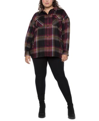 Black Tape - Plus Trendy Plaid Button-Up Shirt