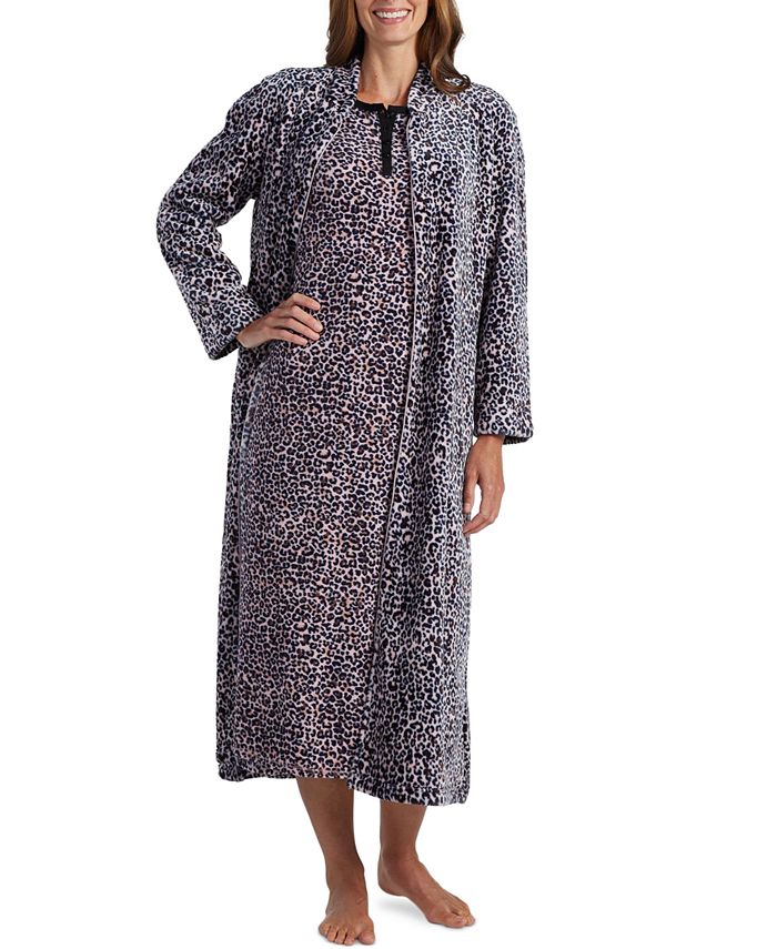 Miss Elaine LeopardPrint Long Zipper Robe Macy's