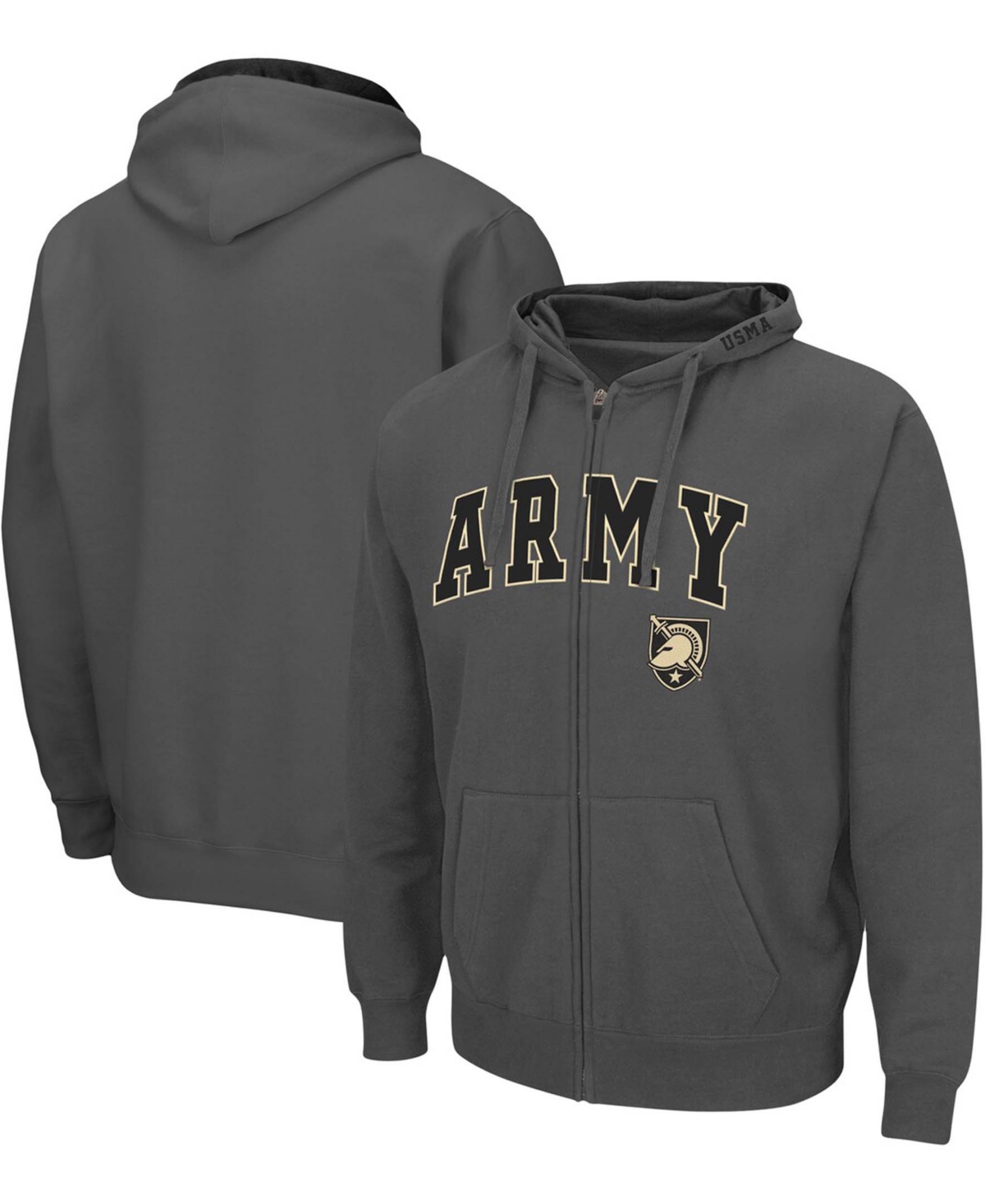 Shop Colosseum Men's Charcoal Army Black Knights Arch Logo 3.0 Full-zip Hoodie