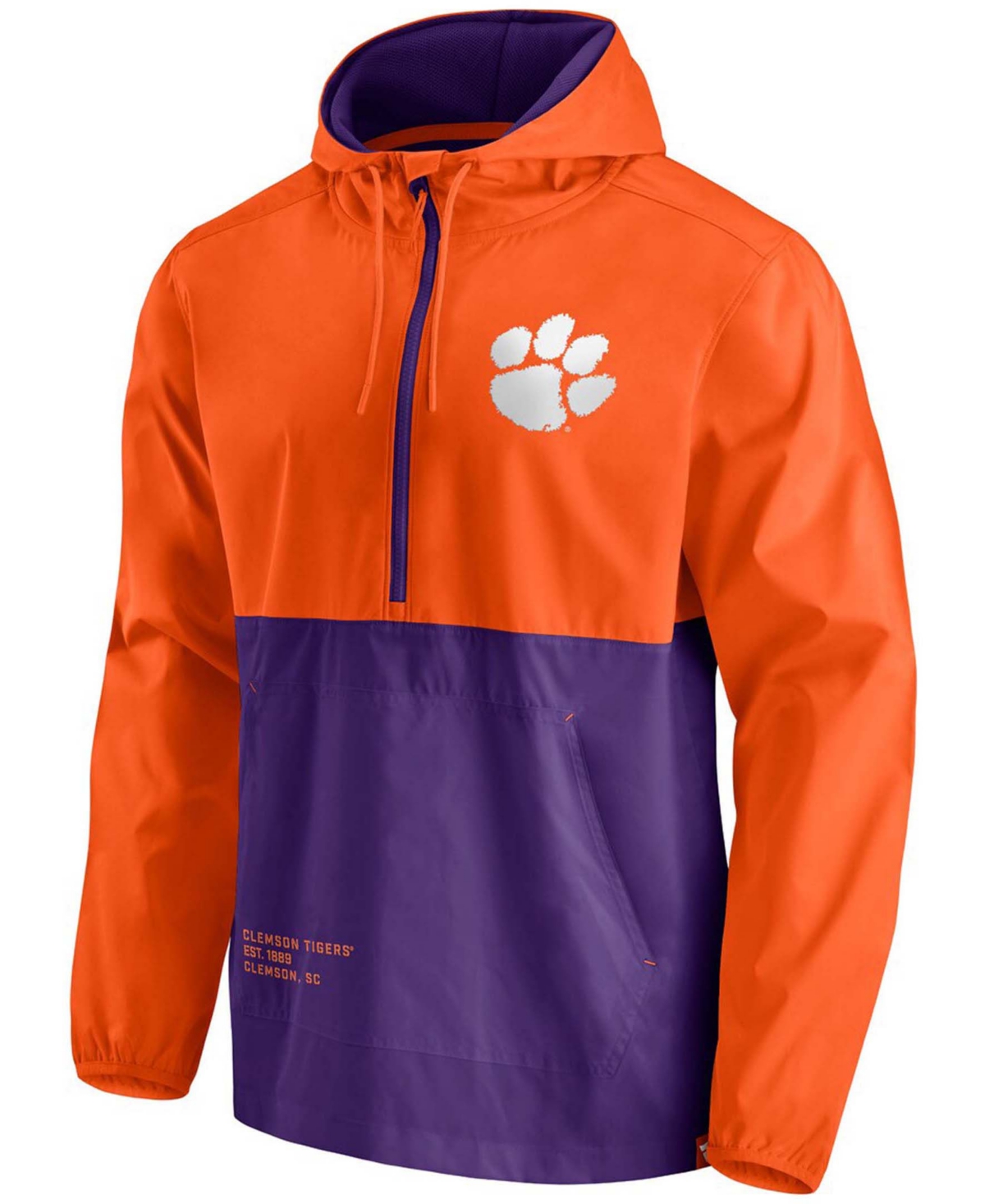 Men's Purple Clemson Tigers Thrill Seeker Half-Zip Hoodie Anorak Jacket - Orange