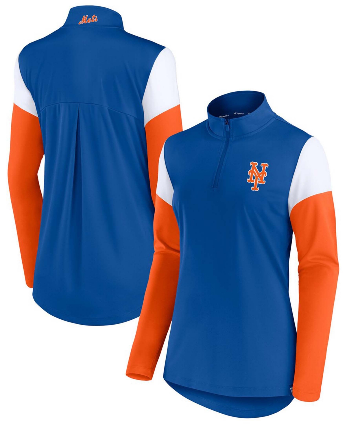 Women's Royal, Orange New York Mets Authentic Fleece Quarter-Zip Jacket - Royal