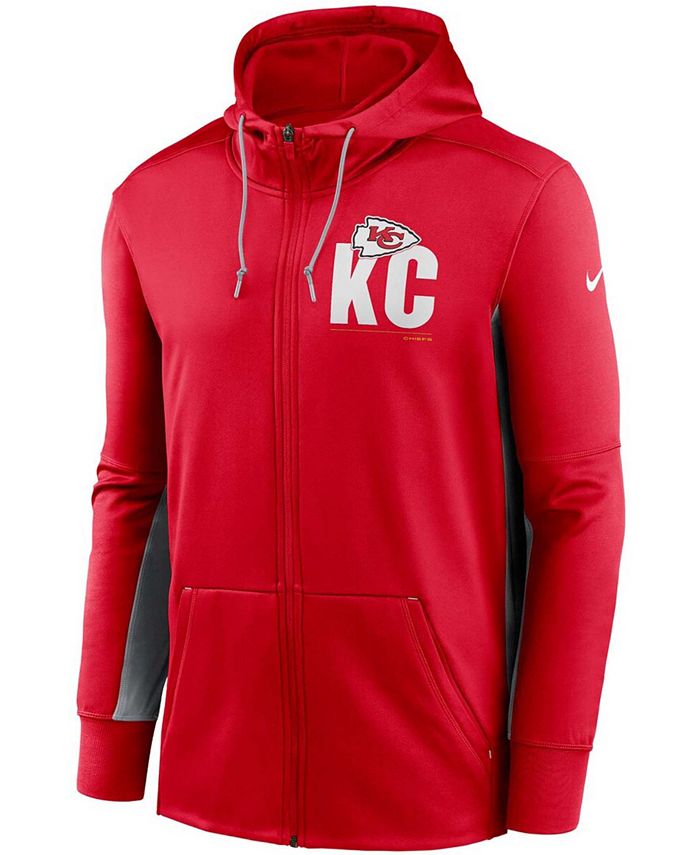 Nike Men's Red, Gray Kansas City Chiefs Mascot Performance Full-Zip ...