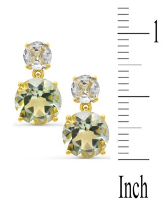 Prasiolite (5-3/4 ct. t.w.) & White Quartz (1-1/3 ct. t.w.) Drop Earrings in 14k Gold-Plated Sterling Silver