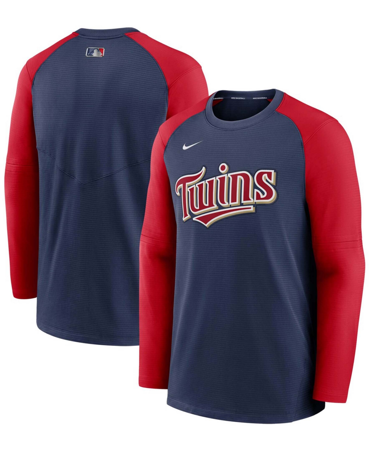 Men's Navy, Red Minnesota Twins Authentic Collection Pregame Performance Raglan Pullover Sweatshirt