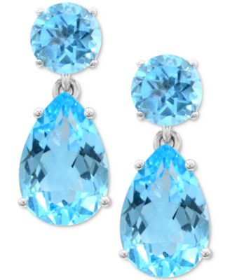 Blue Topaz Drop Earrings (9-1/4 ct. t.w.) in Sterling Silver