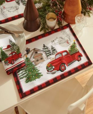 Vintage Christmas Tree Farm Holiday Napkin, Set of 4
