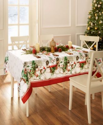 Snowman Winterland Holiday Snowflake Rectangle Tablecloth 60" x 120"	