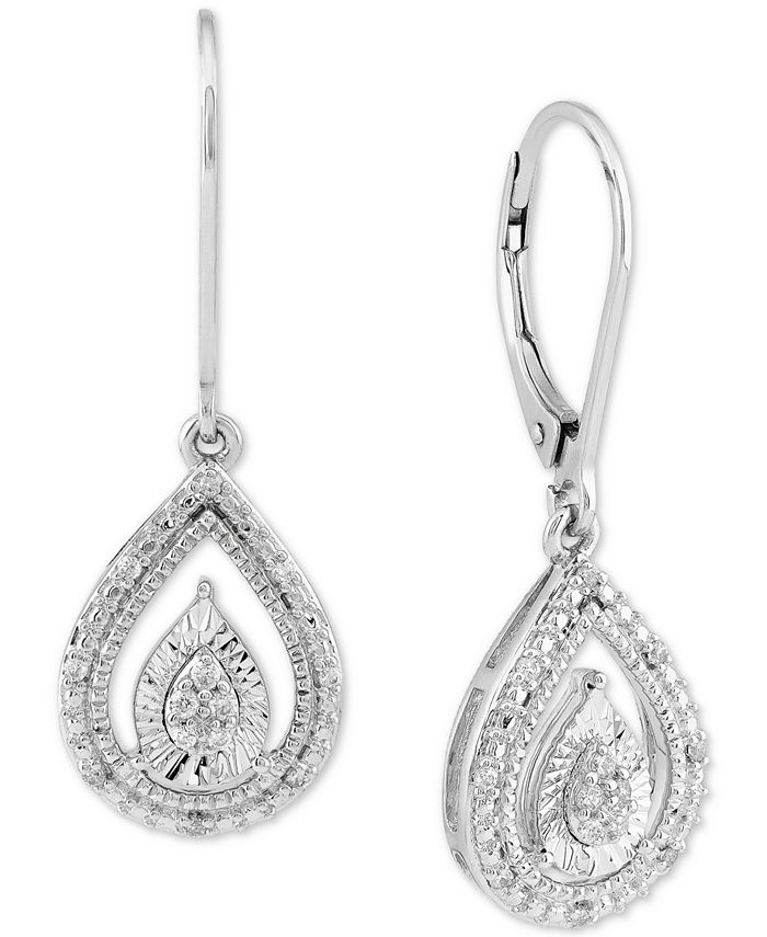 Macy's Diamond Teardrop Leverback Drop Earrings (1/10 ct. t.w.) in ...