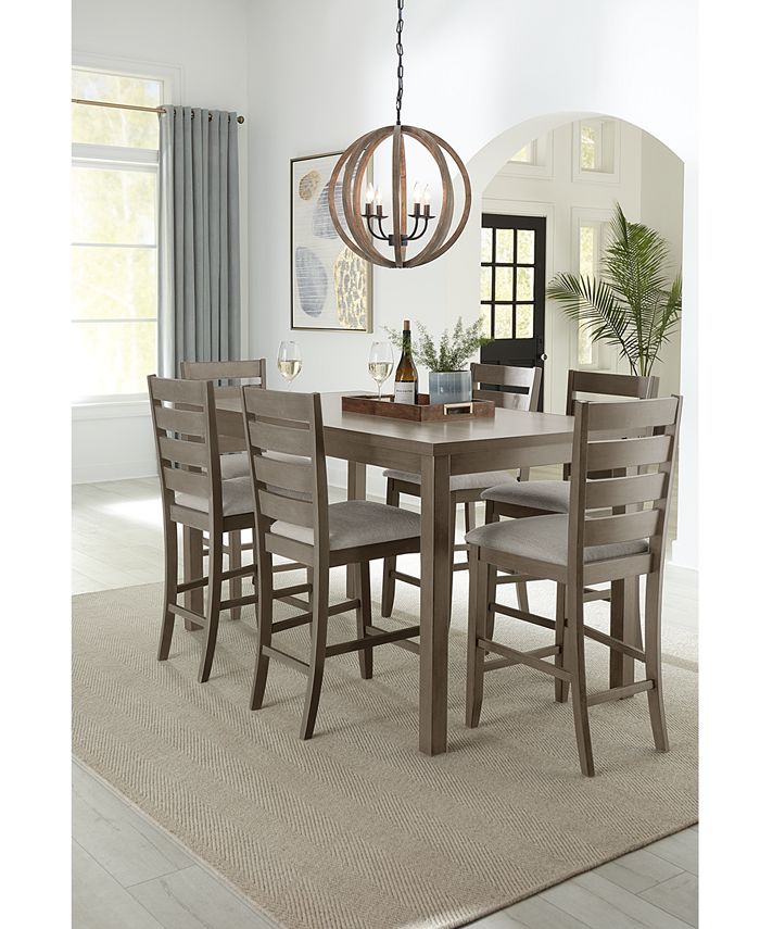 Dining 7 Pc Set Table 6 Side Chairs, Pub Height Kitchen Table And Chairs