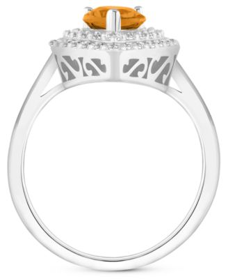 Rhodolite Garnet (1-1/10 ct. t.w.) & White Topaz (1/2 ct. t.w.) Teardrop Halo Ring in Sterling Silver (Also in Citrine, Blue Topaz, Amethyst, & Peridot)