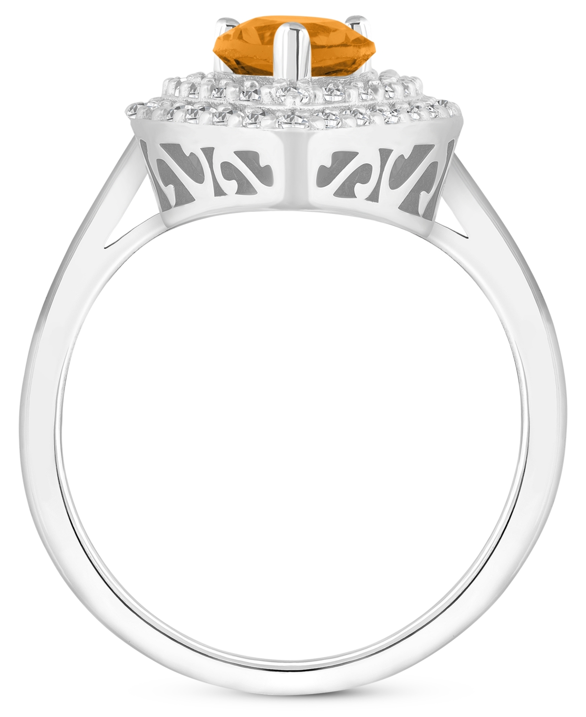 Rhodolite Garnet (1-1/10 ct. t.w.) & White Topaz (1/2 ct. t.w.) Teardrop Halo Ring in Sterling Silver (Also  Blue Topaz, Amethyst, & Perido