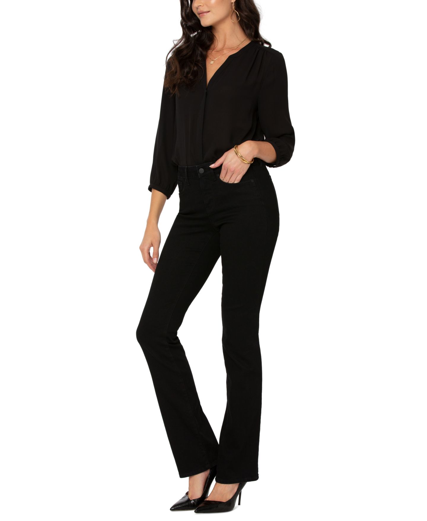 Женские джинсы NYDJ Barbara Tummy-Control Bootcut, цвет: Чёрный — фото 3