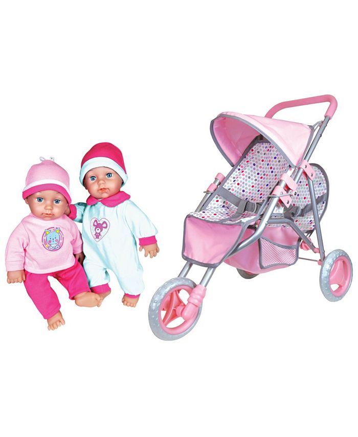 Lissi Dolls Twin Baby Dolls with Twin Jogger Stroller Macy s