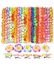 50-Piece Tropical Hawaiian Leis Ruffled Flowers Necklaces - Toys for Kid Party Favors, Carnival Prizes, Classroom, Incentive Reward