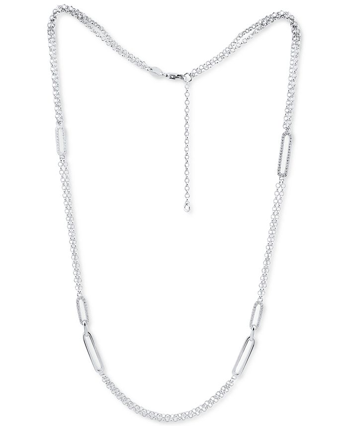 Macy's Diamond Link Statement Necklace (1/3 ct. t.w.) in Sterling Silver or Sterling Silver