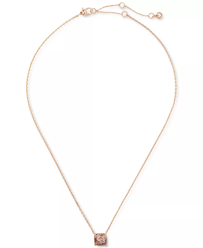 Gold-Tone Square Glitter Stone Mini Pendant Necklace, Valentine Gifts for Her, happy valentines day mom
