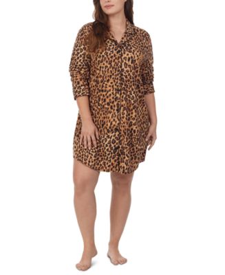 Lauren Ralph Lauren Plus Size Leopard Notch Collar Sleep Shirt Macy s