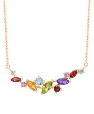Macy's - Multi-Gemstone Scattered Cluster 18" Pendant Necklace (1-1/8 ct. t.w.) in 14k Gold