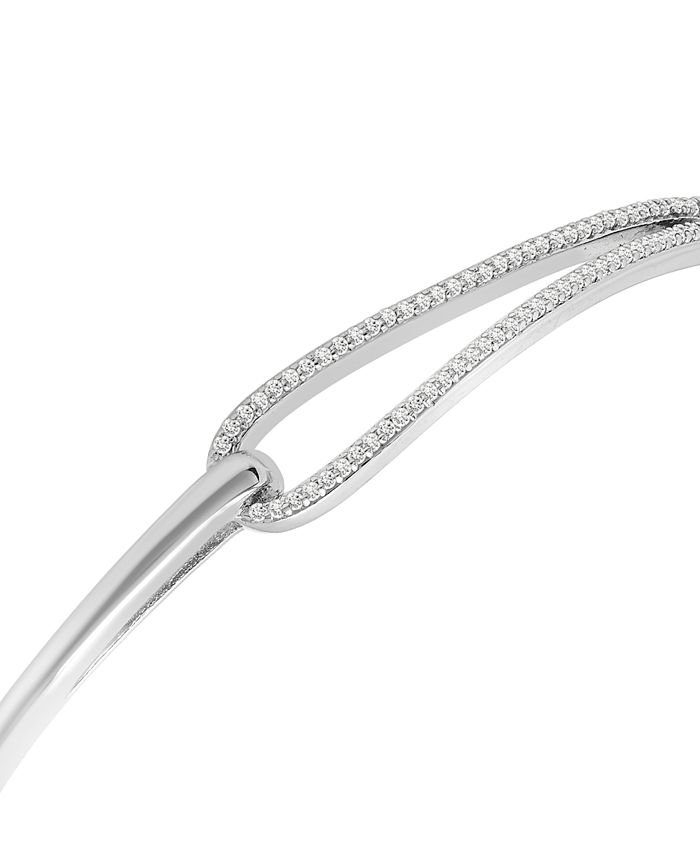 Wrapped Diamond Loop Bangle Bracelet (1/5 ct. t.w.) in Sterling Silver ...