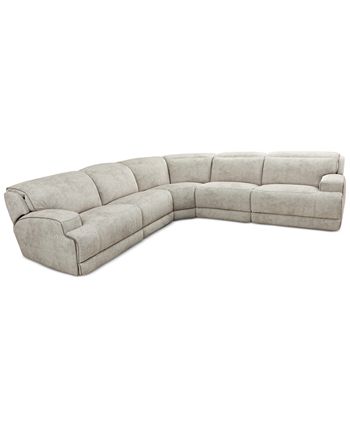 Furniture Sebaston 5 Pc. Fabric Sectional with 3 Power Motion
