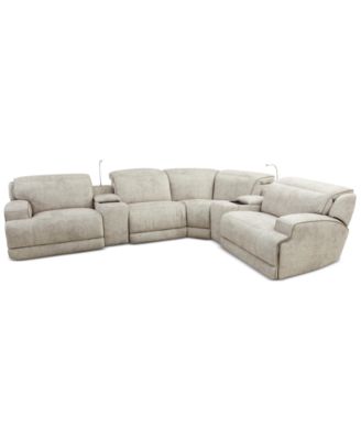 Sebaston 6-Pc. Fabric Sectional with 3 Power Motion Recliners and 2 USB Consoles, Created for Macy's