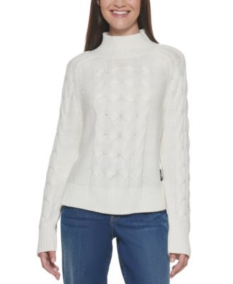 Mock-Neck Cable-Knit Sweater