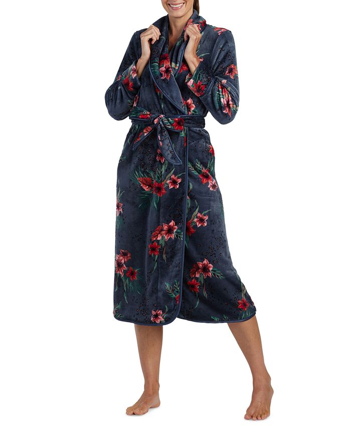 Miss Elaine Knit Floral Print Wrap Robe Macy's