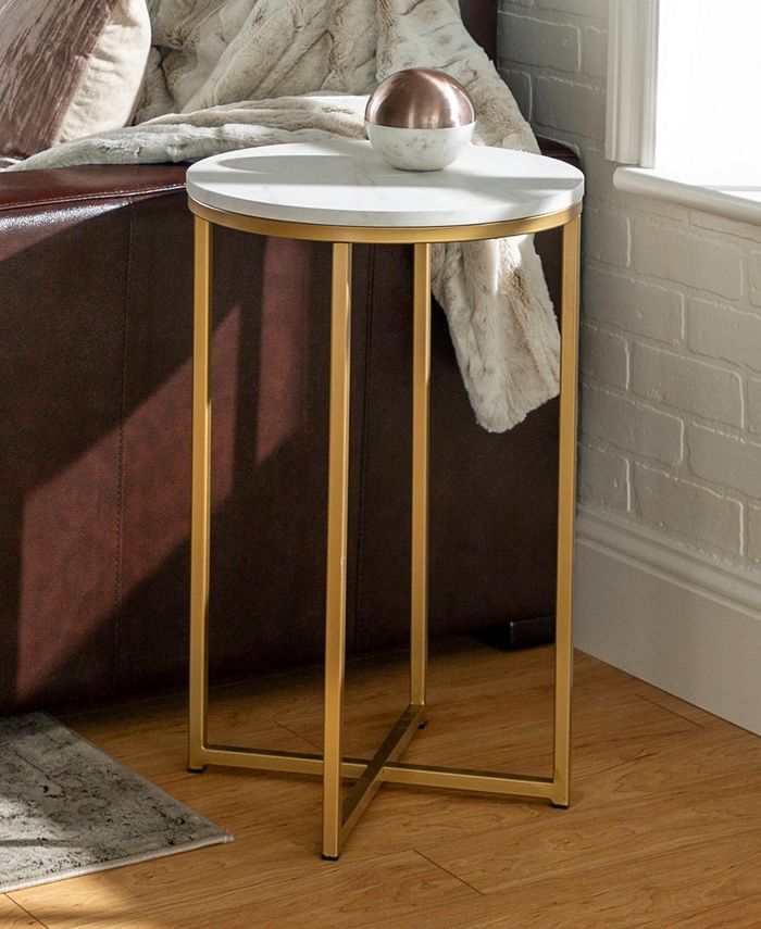 Walker Edison Modern Glam 2Piece MetalX Leg Side Table Set Macy's