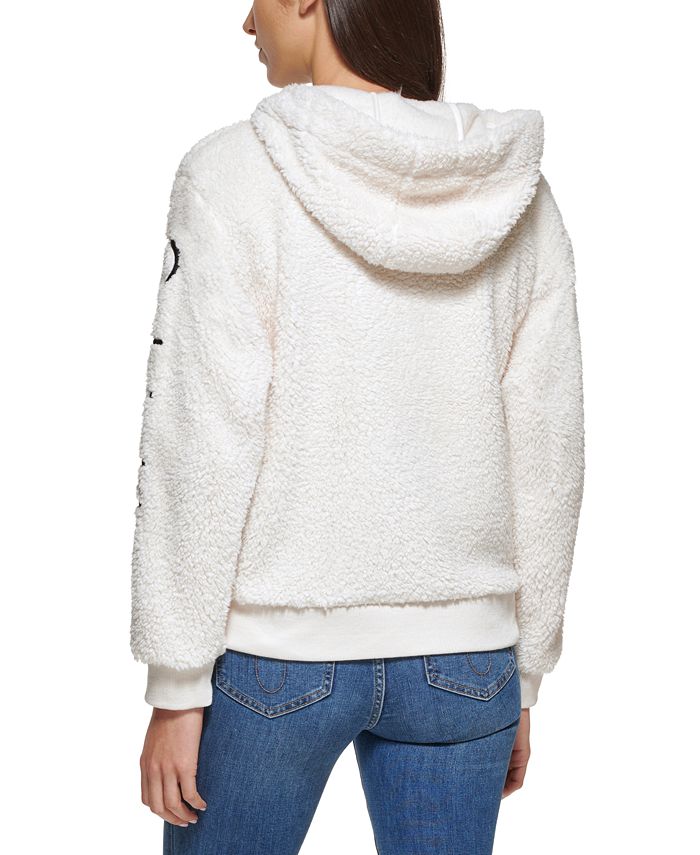 Calvin Klein Logo Sherpa Zip Front Hoodie Macy's