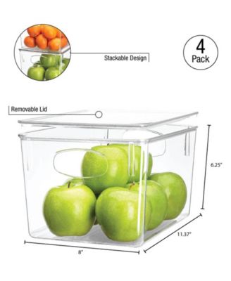 Large Plastic Storage Bins with Lids - for Kitchen Organization, Pantry/Storage Organizers, Fridge Organizer - Clear Storage Bins (4 pack)