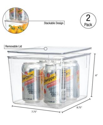 2 Pack Small Clear Storage Bins with Handles and Lids