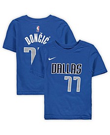 Preschool Girls and Boys Luka Doncic Blue Dallas Mavericks Team Name Number T-shirt