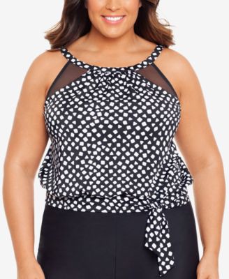 women's plus size blouson swim tops