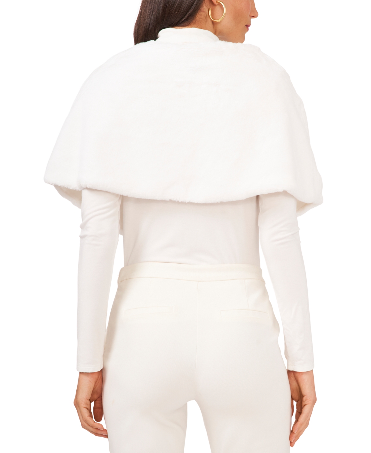 Msk Faux-fur Shrug In Ivory
