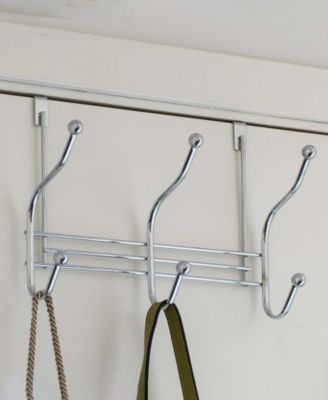 Chrome 6 Hook Hanger Organizer, Hang Over The Door Kitchen Vanity Towel Hook, Entryway Coat Rack