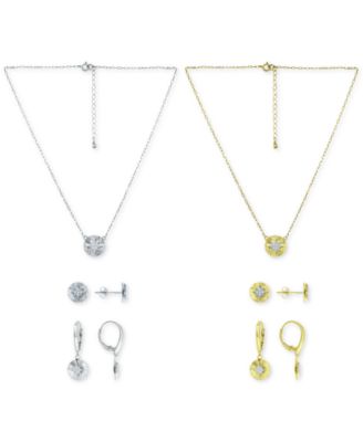 Cubic Zirconia Starburst Disc Pendant Necklace Stud Drop Earrings Collection Created For Macys