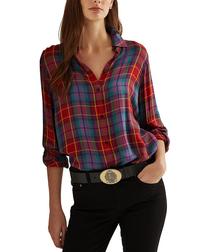 Lauren Ralph Lauren Plaid Roll-Tab-Sleeve Twill Shirt & Reviews 